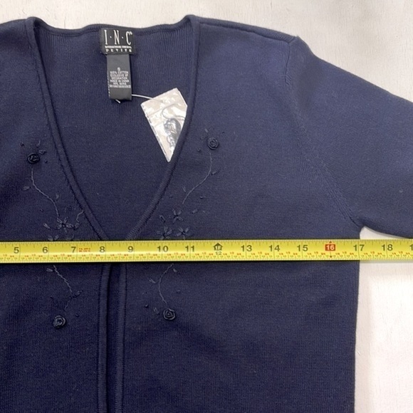 NWT INC Petite Woman Navy Blue One Button Cardigan Size S - Picture 9 of 12